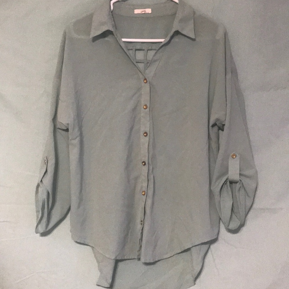 Mint Green Button Up Tunic/Blouse